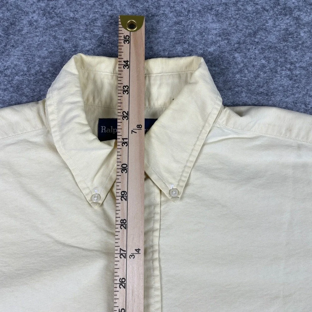 Ralph Lauren Button Down Shirt Mens 16.5 32/33 Yellow Yarmouth Oxford Flesh Pony